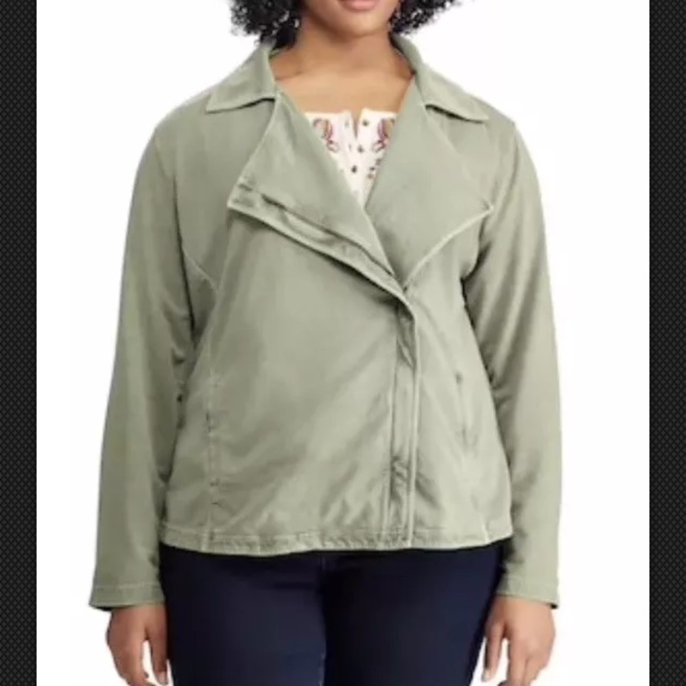 Chaps Womens Plus Franch Terry Moto Jacket NWT